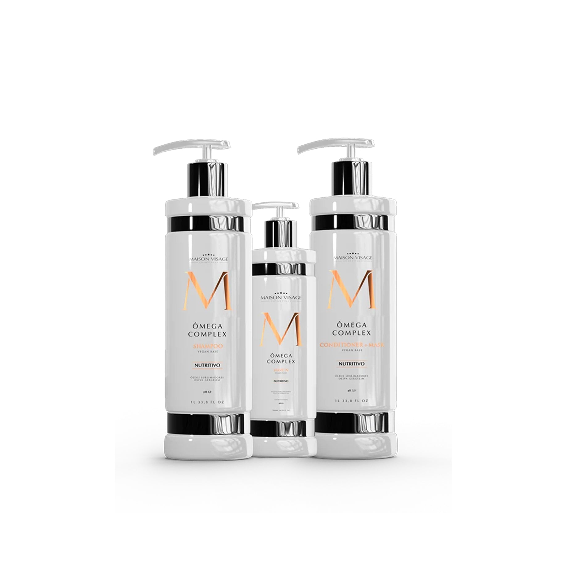 MVC Kit Omega Complex Shampoo 1L + Condicionador 1L + Leave-In 500ml