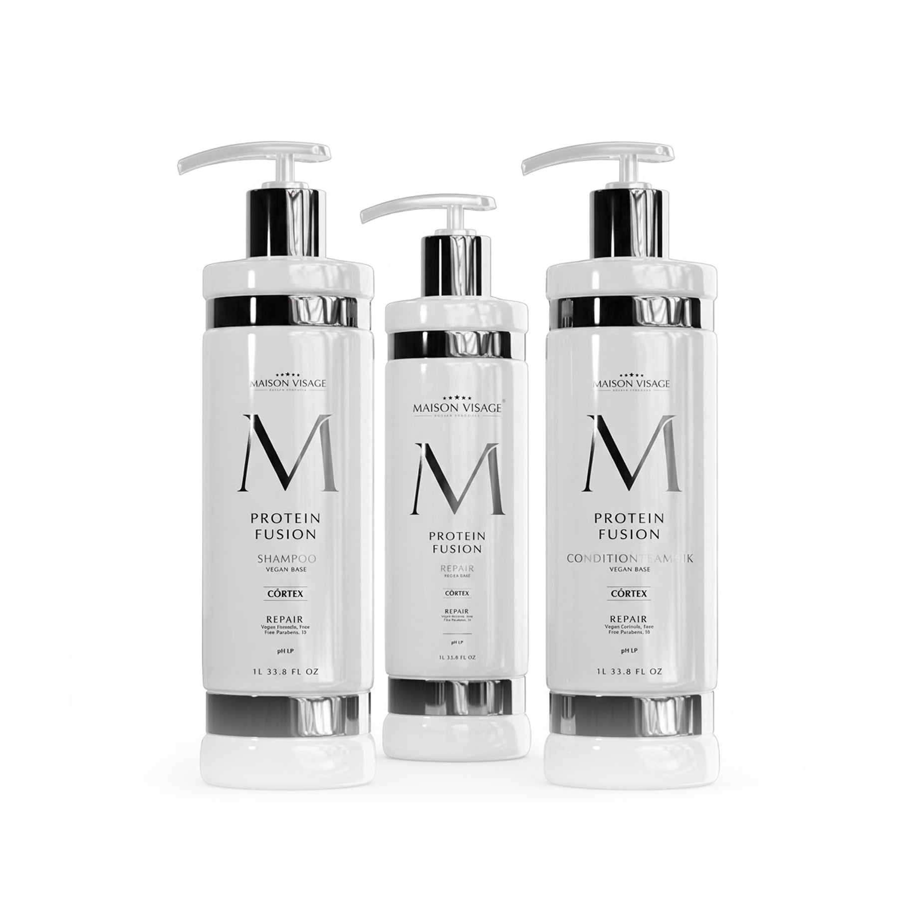 MVC Kit Protein Fusion Shampoo 1L + Condicionador 1L + Leave-In 500ml