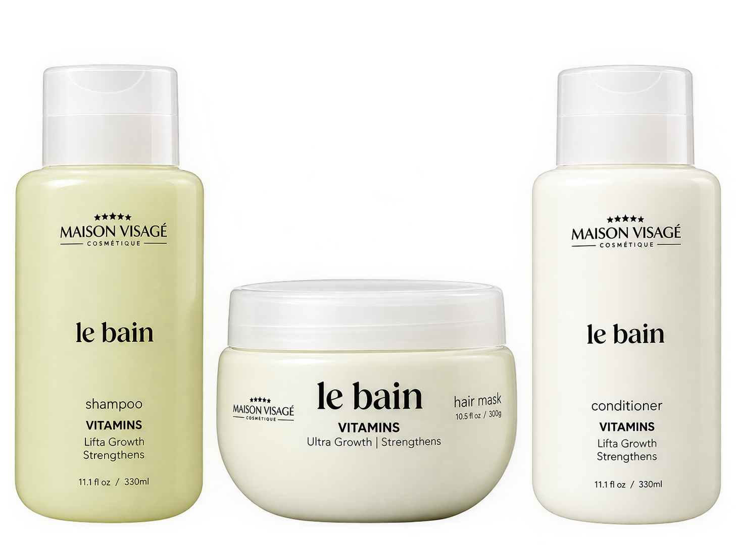 MVC Kit Le Bain Vitamins Hair Mask 500ml + Condicionador 330ml + Shampoo 330ml