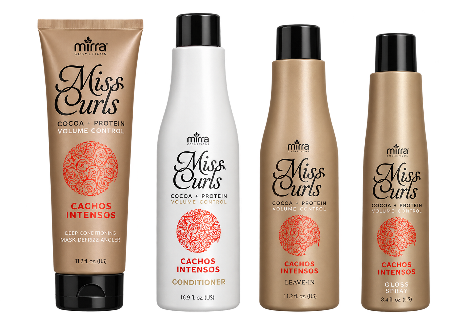 Mirra Kit Miss Curls Leave In 500ml + Mask 430g + Conditioner 500ml + Shampoo 500ml