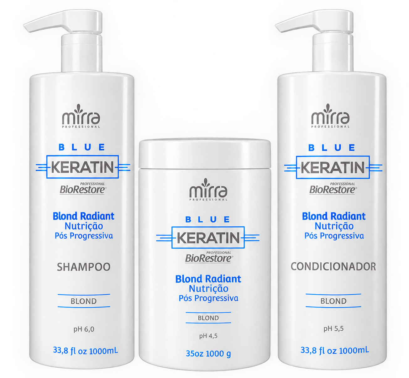 Mirra Kit Blond Radiant Blue Keratin SH 1L + COND 1L + MASC 1k