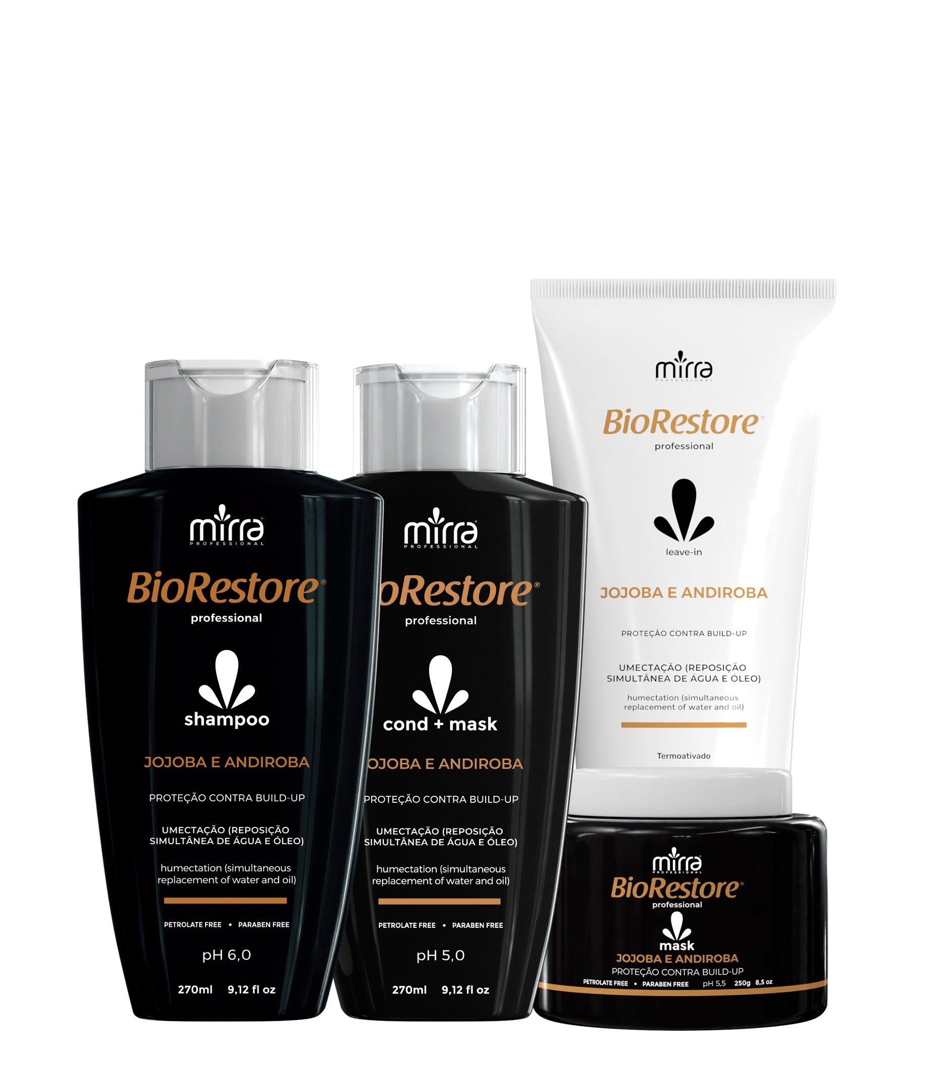 Mirra Kit Jojoba e Andiroba Shampoo 270ml + Condicionador 270ml + Mascara 250g + Leave-In 180ml