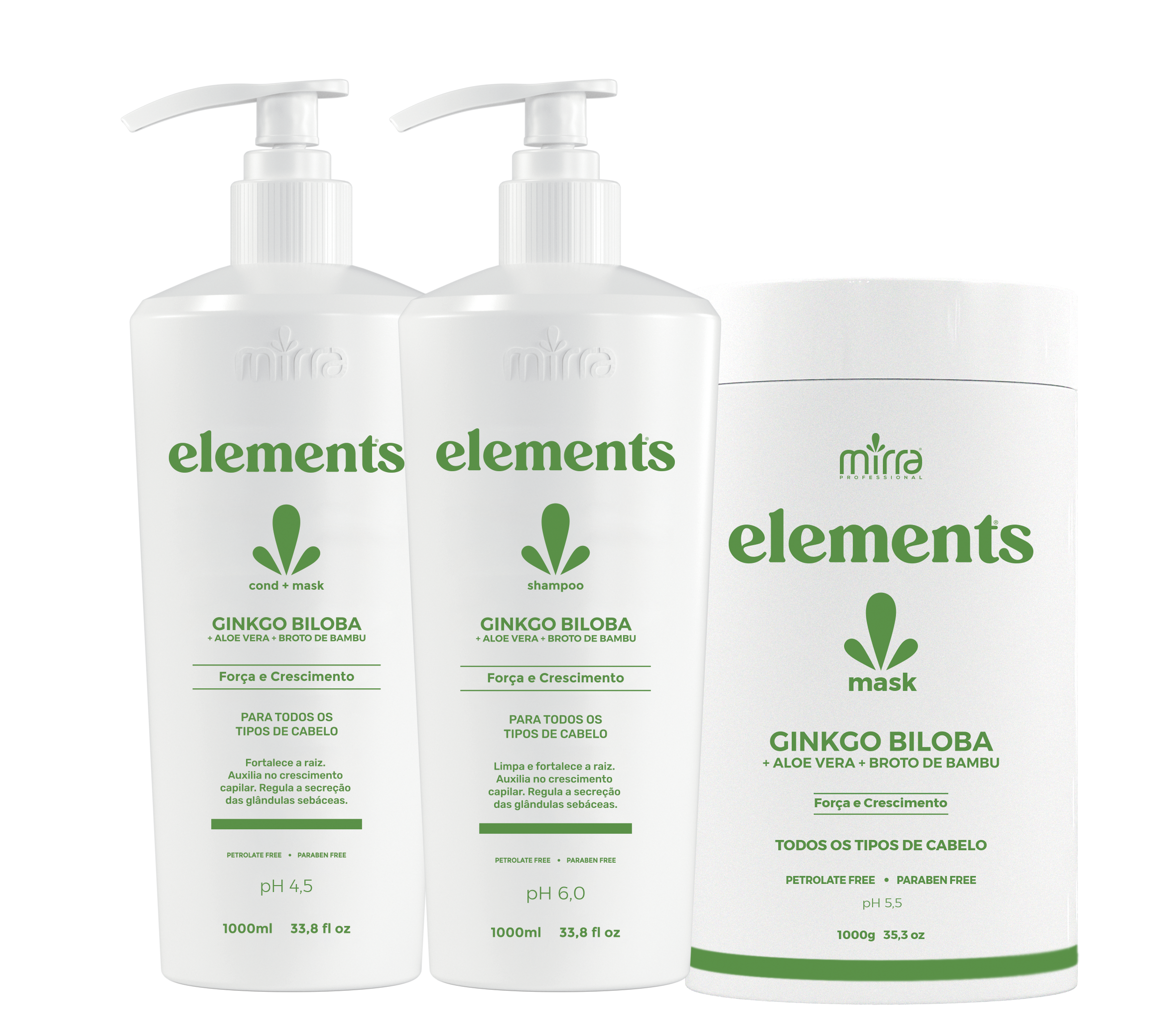 Mirra Kit Ginkgo Biloba Shampoo 1L + Condicionador 1L + Mascara 1kg